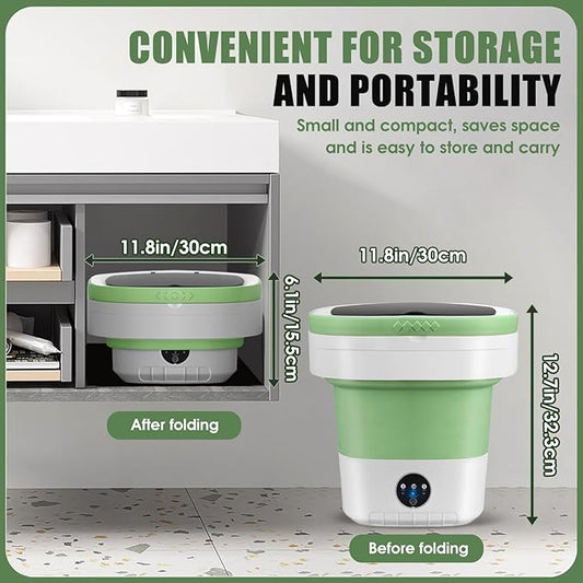 Portable Washing Machine 16L Mini Laundry Washer 3 Modes with Spin Basket Laundry Machine Cleaning Depth Underwear,Baby Clothes Small Shirt for Apartments Dormitories Hotels and Camping (Green)