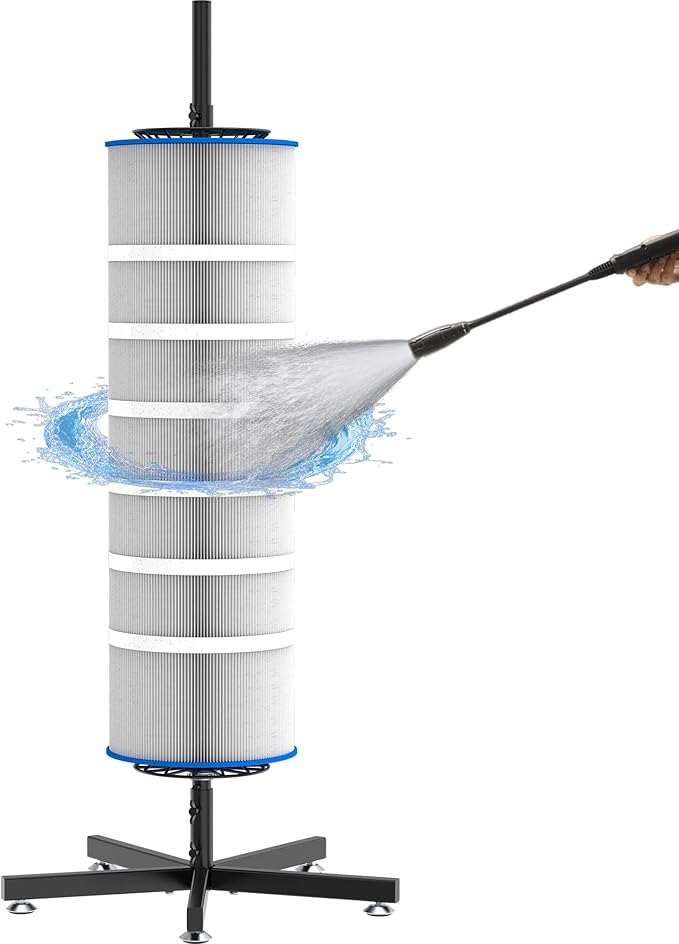 GARVIN Cyclone Pool Filter Cartridge Cleaner with Stand – 360° Rotating Cartridge Washer for 3", 4", 6" Filters – Quick Deep Cleaning with Heavy-Duty Stable Base