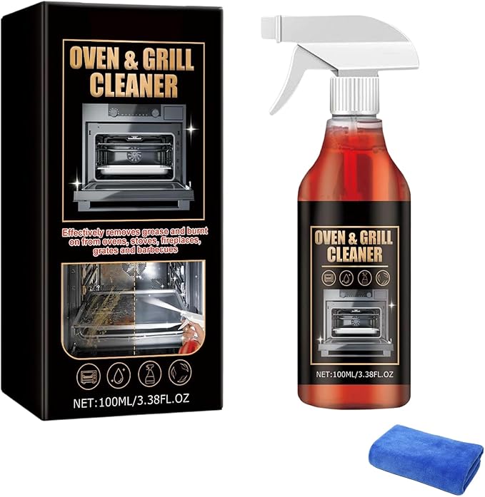 Oven and Grill Cleaning Spray – Dissolves Grease in 5 Minutes, No Scrubbing Required, Removes Odors, Eliminates Thick Grease & Build Up, Grease Remover, 3.38 Floz (1pcs)