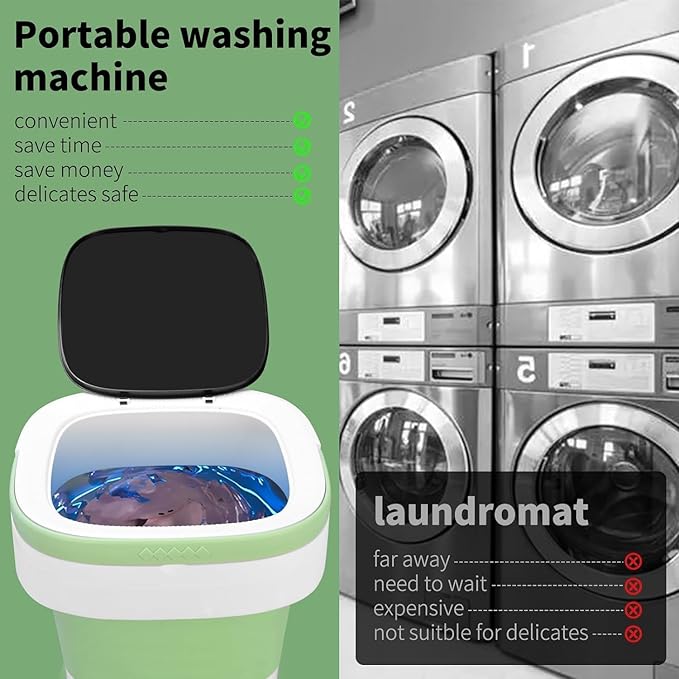 Portable Mini Washing Machine, 16L Upgraded with Spin Basket Laundry Machine, 3 Cleaning Modes Suitable for Small Clothes, Foldable Design Ideal for Hotel, Home, Apartment, Campain