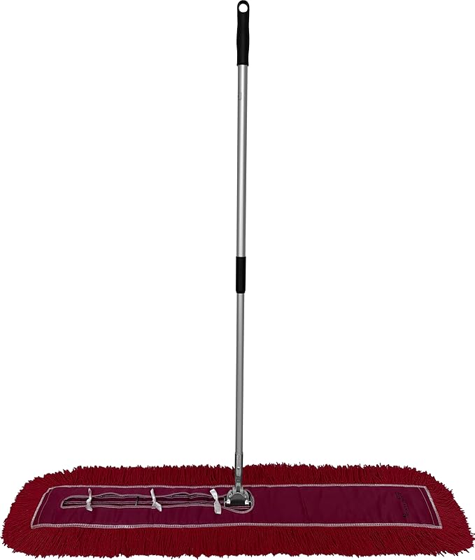 Ultimate Dust Mop Kit: Industrial-Grade Performance, Heavy-Duty Frame, Telescopic Handle - Red 48 Inch