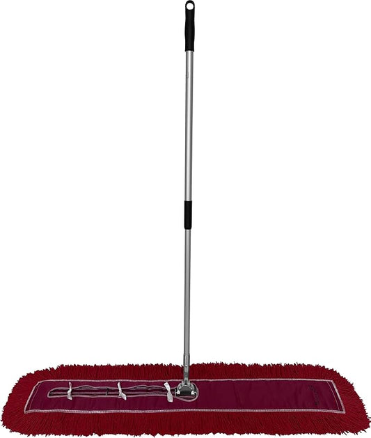 Ultimate Dust Mop Kit: Industrial-Grade Performance, Heavy-Duty Frame, Telescopic Handle - Red 48 Inch