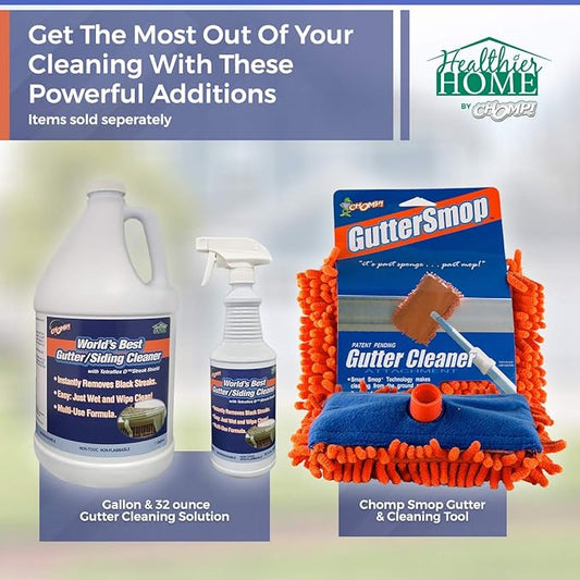CHOMP! World’s Best Gutter Cleaner: Ultimate Gutter Cleaning Solution for All Types of Rain Gutters, Siding and Metal Trim - Instantly Clean Black Streaks, Filth, Dirt and More - 1 Gallon