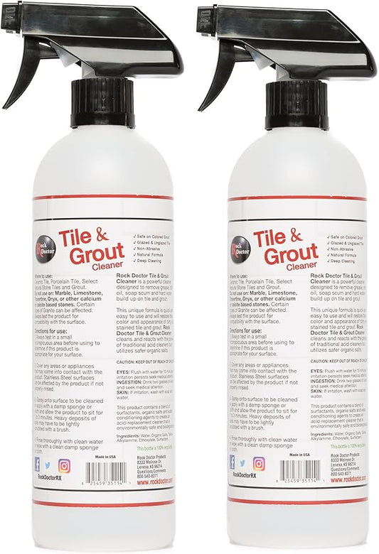 Rock Doctor Natural Tile and Grout Cleaner, Remove Stains Dirt, Oil, and Soap Scum, Heavy Duty Non-Abrasive Tile Cleaner, Natural Formula, Pack of 2