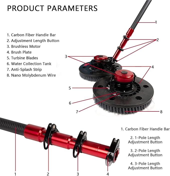 Photovoltaic Solar Panel Cleaning, Telescopic Window Clean, Extension Pole Cleaning for Trucks / 70cm Brush Head Roof Cleaning Tools,4.8M