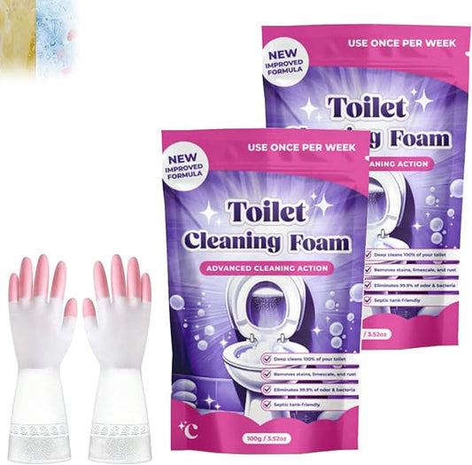 Upgrade Toilet Bowl Cleaner, for Sparkling Clean, Touch Free Foaming Cleaning Powder (2pcs)
