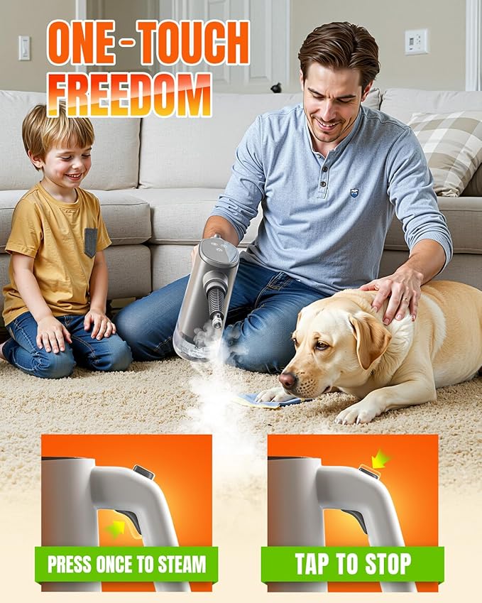Handheld Steam Cleaner for Home, 15s Instant Heat Pressurized Steam Cleaner, Lightweight Upgrade 650ML Tank, Portable Steam Cleaner for Kitchen, Grout, furniture, Car, Bathroom & Clothes