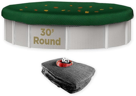 Buffalo Blizzard 30 ft Round Pool Leaf Net | Mesh Pool Net Cover | Leaf Net for Above Ground Pool | Easily Remove Leaves and Debris from Your Winter Cover | 3 Ft of Overlap | Winch & Cable Included