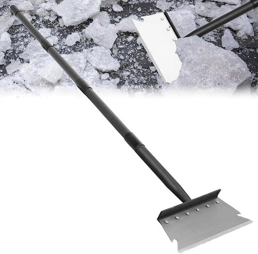 Garden Cleaning Shovel, Floor Scraper, Ice Scraper, 59 Inch Adjustable Heavy Duty Snow Scraper Long Handle, Garden Flat Shovel for Lawn Edging Weeding Digging Snow Removal and Ice Scraping, Sliver
