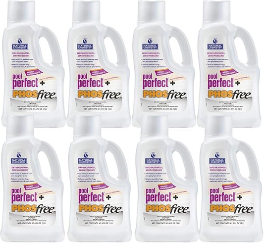 Natural Chemistry Pool Perfect + Phosfree, 2 L, Pack of 8, Phosphate Remover, Reduces Waterline Rings, Unpleasant Odors & Eye Irritation