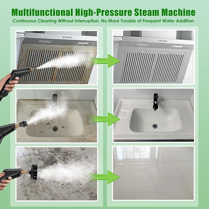 Steam Cleaner for Home & Car, 15s Heat-Up Handheld Steamer for Cleaning, 1.2L Portable High Steam Cleaners, 3BAR Steam Control with 14 pcs Accessories Kit for Car, Floors, Couches, Tiles, Grout
