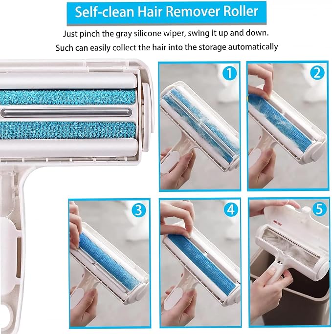 Pet Hair Remover Bundle, Reusable Lint Roller & Pet Hair Remover for Laundry Cat & Dog Fur Remover Set for Laundry Couch, Carpet Bedding & Clothes (Blue) - Image 3