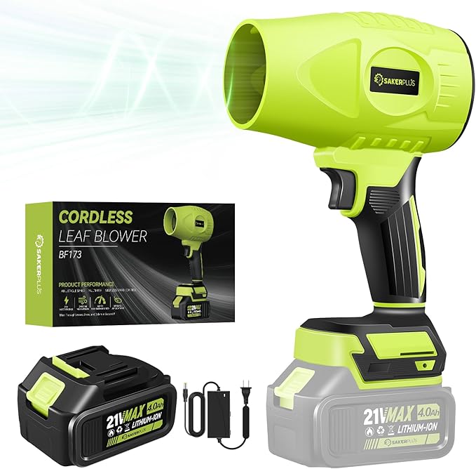 Portable Dust Cleaner, Leaf Blower Cordless, Handheld Snow Blower, Hand Blowers for Lawn Care, Patio Cleaning, Leaves and Dust Blowing, 4.0Ah Battery and Charger Included (1 Battery)