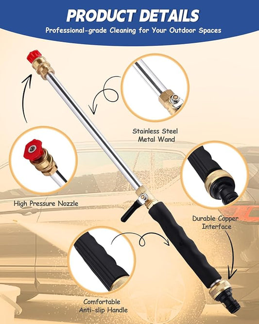 2026 Upgraded Jet Nozzle Power Washer for Garden Hose, Includes 2 High-Pressure Nozzles and Quick Connectors | Hydro Jet High Pressure Washer Tools