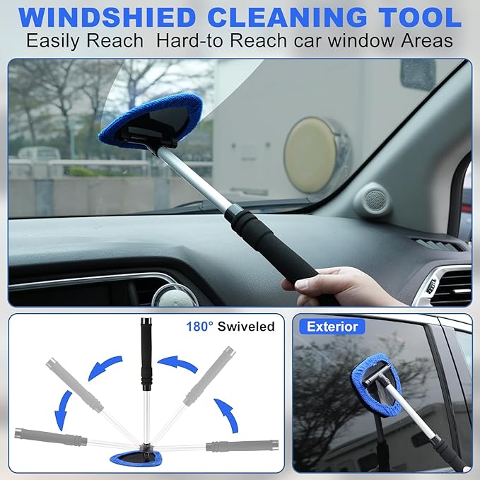 Viewsun 35Pcs Car Cleaning Kit with High Power Handheld Vacuum, Car Wash Mop with Long Handle, Bucket, Detailing Brush Set, Windshield Cleaner, Complete Interior Exterior Washing Supply for Men Women