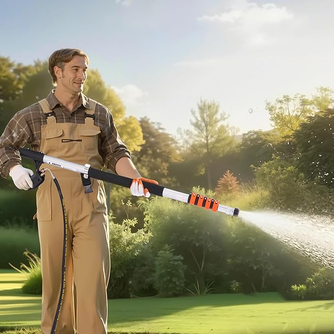 VEVOR Pressure Washer Telescoping Wand, 24 ft, 4000 psi, Telescopic Spray Wand with Power Washer Extension Wands, Gutter Cleaner, Pivoting Coupler, 7 Spray Nozzle Tips and Adjustable Support Harness