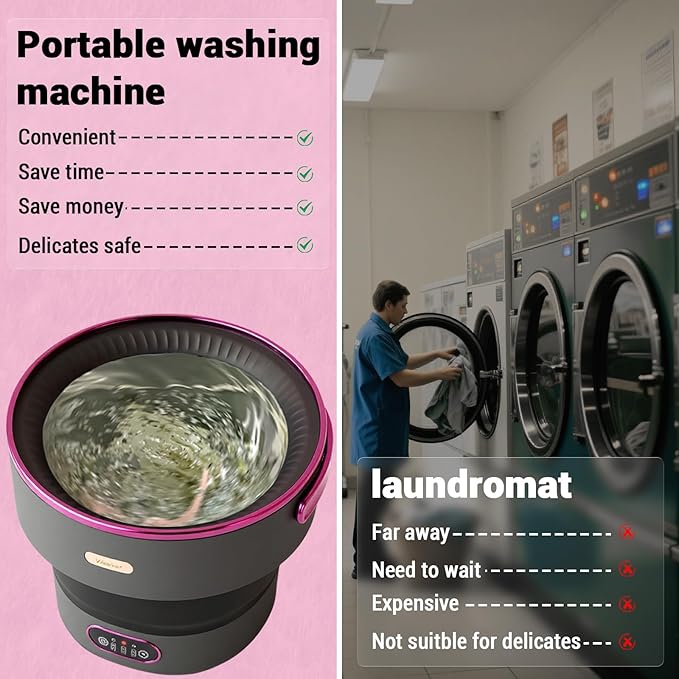13L, Portable Washing Machine, Mini Washer Foldable Compact Laundry Machine with Basket Spin, Small Underwear Washer for Travel, Apartment, Manual Clothes Washing for Compact Spin Dryer