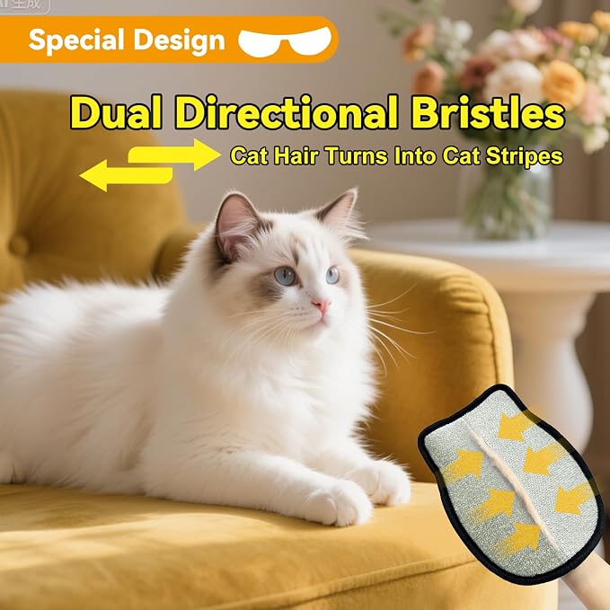 Pet Hair Removal Glove - Washable Reusable, 2pcs | Electrostatic dual-direction fiber grabs loose fur. Works on sofas, rugs, car seats & pet beds. Cat & dog hair - Image 4