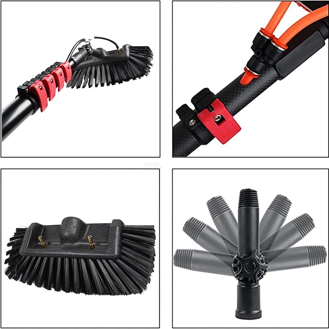Window Cleaning Rod, PV Panel Cleaning Extendable Cleaner Roof Cleaning Tool for Cleaner Roof PV Panel Cleaning, 30cm Brush Head, 8m Rod.,12M/39FT