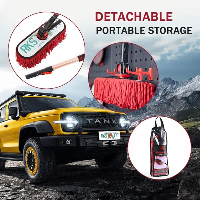 Car Duster Exterior Scratch Free Extendable Handle,Wax Cotton Hair Brush Kit forTruck,SUV,RV and Motorcycle,Duster for Cleaning，No Lint（Sunshine State Designer License Plate）