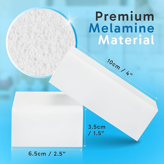 (40 Pack) Extra Large Eraser Sponge – Extra Thick, Long Lasting Magic Melamine Cleaning Sponges in Bulk – White Foam Pads for Walls, Kitchen, Bathroom, Floor & Baseboard Cleaner