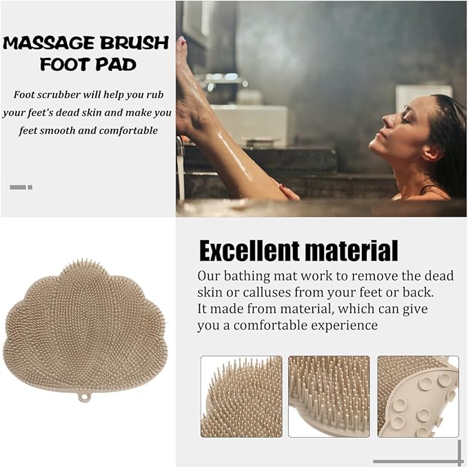 Angoily Wall-Mounted Back Scrubber for Shower Hands-Free Exfoliating Body and Foot Scrubber with Non-Slip Suction Cups TPE Material 11.8X10 Inches