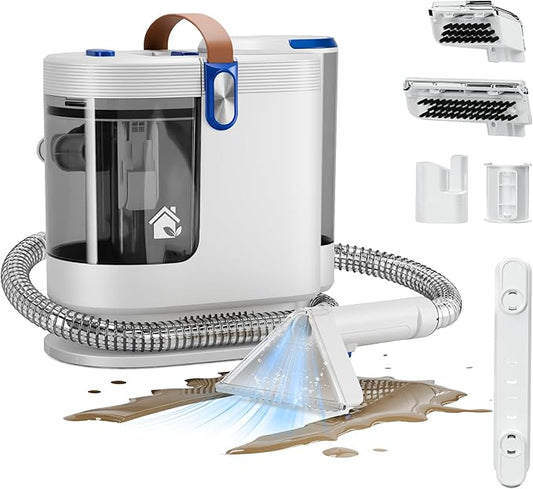 WURESE Portable Carpet & Upholstery Cleaner – 15KPa Powerful Spot Cleaner for Pet Urine, Couch, Stairs & Car Seats – Handheld Deep Cleaning Machine with Self‑Cleaning System & 2 Tools, Blue