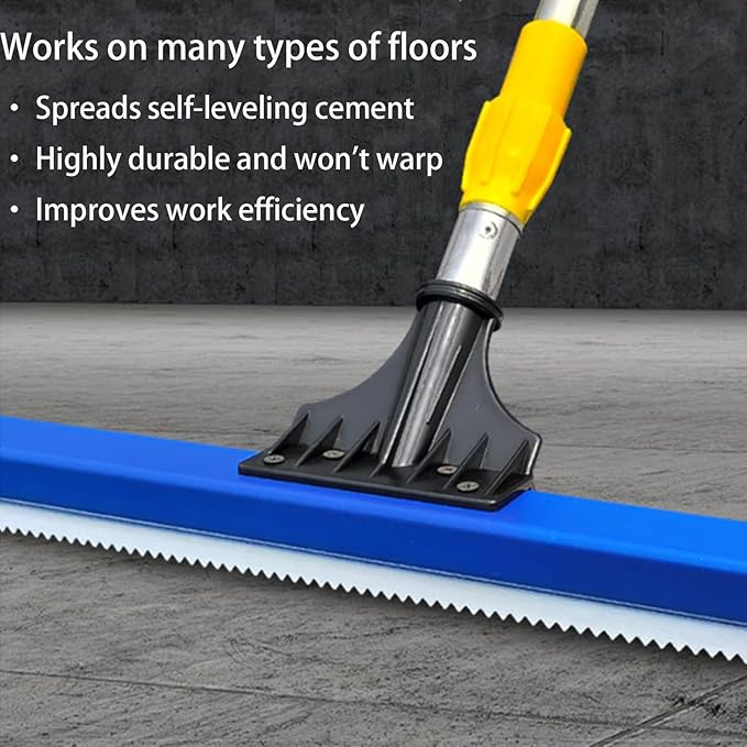 16in Epoxy Squeegee, Teeth Notched Squeegee for Self Leveling Cement Urethane Epoxy Floor Wall Spreader, Lightweight Professional Epoxy Tool for Garage Floors Driveways Walls