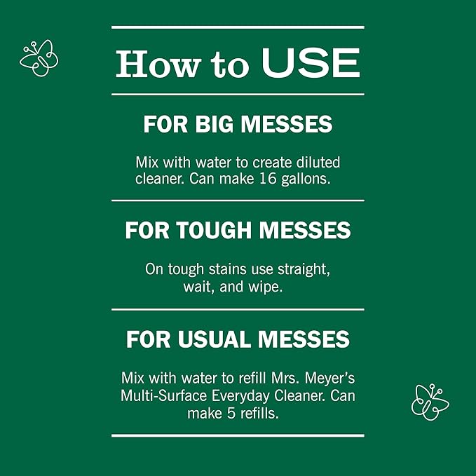 MRS. MEYER'S CLEAN DAY Multi-Surface Cleaner Concentrate, Use to Clean Floors, Tile, Counters, Lemon Verbena, 32 fl. oz