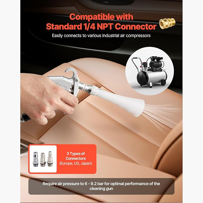 Happybuy Professional 360° Rotating Air Blow Gun - High Pressure Car Cleaning Tool with Dual Nozzles & Adjustable Airflow, Perfect for Vehicle Detailing (1/4" NPT Compatible)