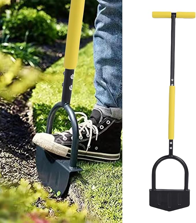 FTVOGUE Stainless Steel Lawn Edger T Handle with Comfortable Grip, Sturdy and Easy Handling, Versatile and Practical for Cleaning Sidewalks, Driveways, Gardens, Flower Beds