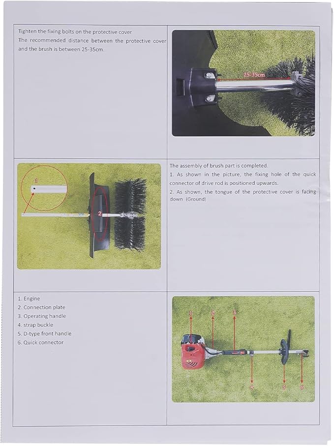 Handheld Sweeper 52CC 2 Stroke Gasoline Power Sweeper Outdoor Sweeping Broom 2.3HP Walk Behind Sweeper Cleaner 23.5'' Turf Lawns Driveway Grass Sweeping Cleaning Tool