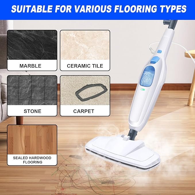 Electric Cleaner Floor Hot Steam Mop 1500W Floor Steam Cleaner 5-in-1 Tile Cleaner Hard Wood Floor Cleaner MultiPurpose Handheld Steam Cleaner with 2 Washable Microfiber Pads