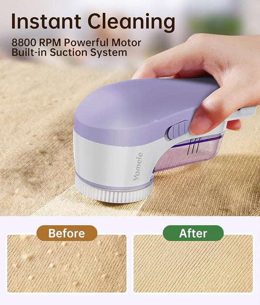Fabric Shaver Rechargeable, Electric Lint Remover & Pill Remover for Clothes, USB-C Sweater Shaver with 6-Leaf Blade Depiller, Removes Fuzz Pills Bobbles from Cashmere Fleece Couch Furniture - Image 2