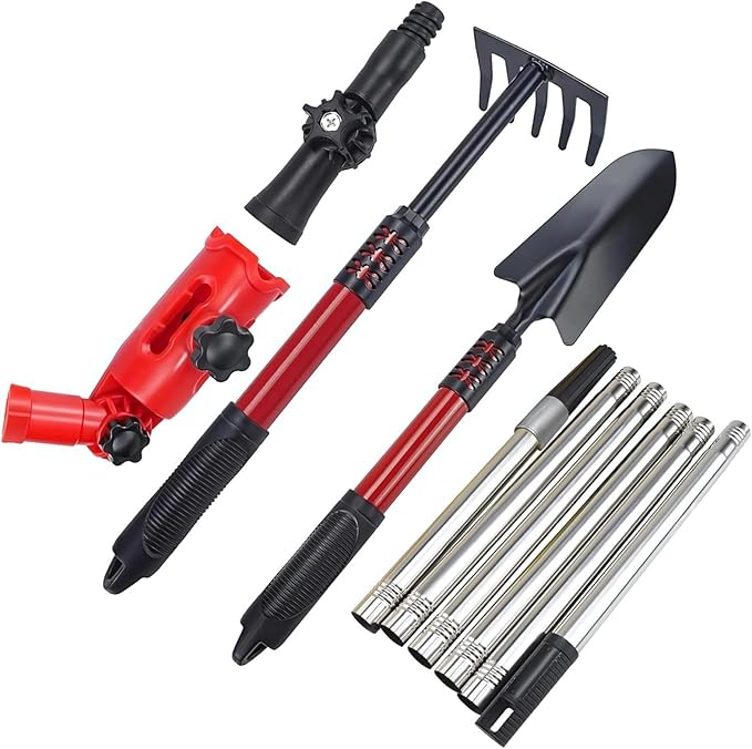 66.93 In Gutter Cleaning Tools Set, 10 Pcs With Extension Pole, Rake, Shovel, And Angle Adjustment, For Leaf Removal