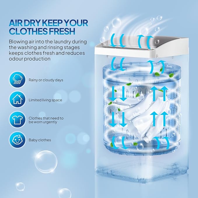 ROVSUN 17.8LBS Full Automatic Washing Machine and 1.5CuFt Portable Clothes Dryer Set, Compact Laundry Washer and Dryer Combo Set with Stainless Steel Inner Tub, for Apartment, Dorms, Home