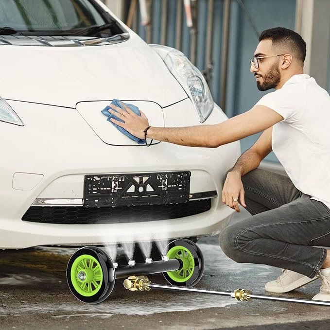 Undercarriage Pressure Washer Attachment 16 Inch Power Washer Water Broom with 4 Nozzles Dual-Function Pressure Washer Undercarriage Cleaner With 3 Pieces Extension Wand 4000 PSI