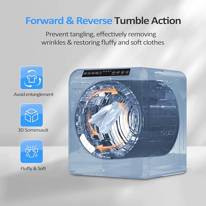 ROVSUN 30LBS Full Automatic Washing Machine and 3.5CuFt Portable Clothes Dryer Set, Electric Laundry Washer and Dryer Combo Set with Stainless Steel Inner Tub, for Apartment, Dorms, Home