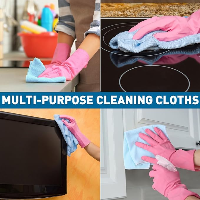 Microfiber Towels Bulk-300 Pack, Cleaning Cloths, Microfiber Towels for Cars, Cleaning Rags 5 Colors Assorted (12x12 inches)