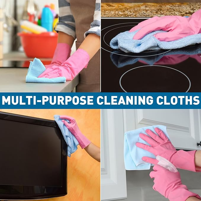 Microfiber Towels Bulk-150 Pack, Cleaning Cloths, Microfiber Towels for Cars, Cleaning Rags 5 Colors Assorted (12x12 inches)