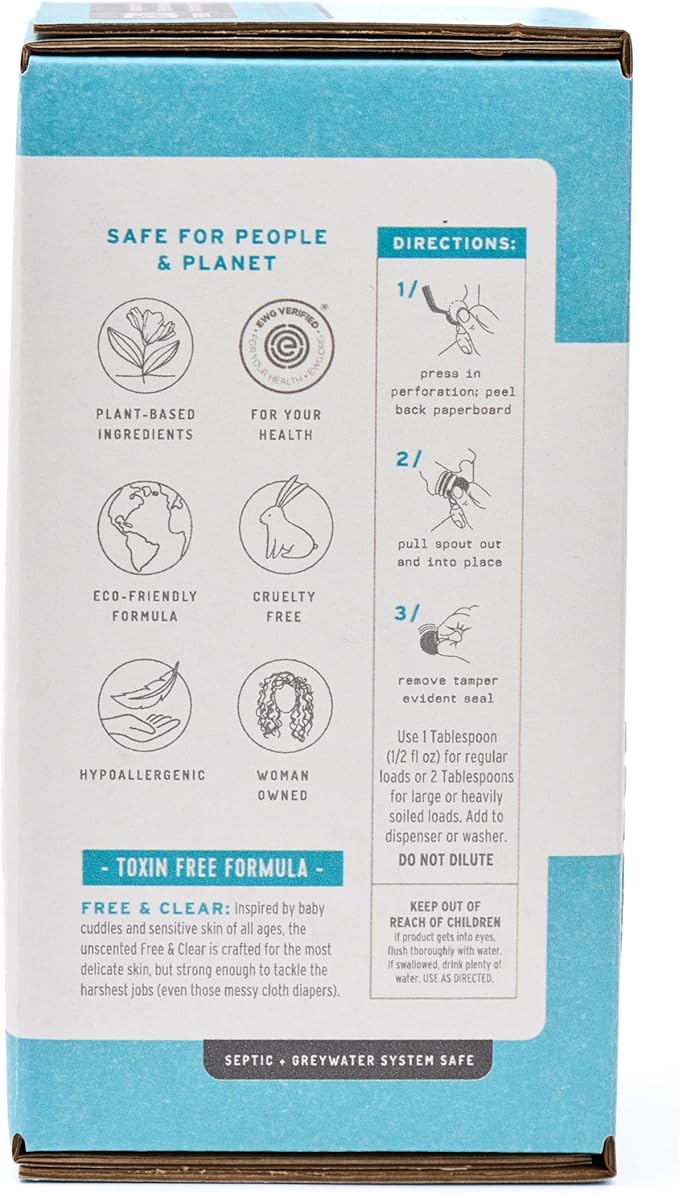 Root & Splendor Ultra Concentrated All Natural Laundry Detergent Liquid - Plant Based, Enzymatic Laundry Soap, Free & Clear Unscented, 3 Liter, 200 Loads