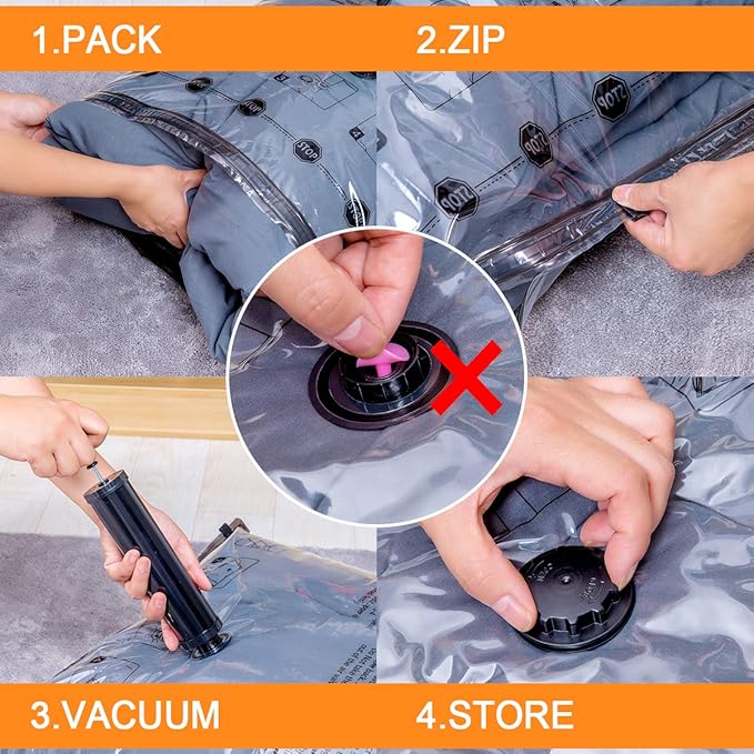 GONGSHI Vacuum Storage Bags, Space Saver Seal Bags For Clothing, Travel Luggage,Blankets, Comforters, Pillows, Clothes Storage.12 Combo