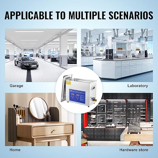 VEVOR 6L Commercial Sonic Cleaner, 40kHz Professional Cleaning Machine with Digital Timer & Heater, 110V - Ideal for Watches, Instruments, and Industrial Parts, FCC/CE/RoHS Certified