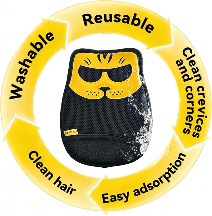 Pet Hair Removal Glove - Washable Reusable, 2pcs | Electrostatic dual-direction fiber grabs loose fur. Works on sofas, rugs, car seats & pet beds. Cat & dog hair - Image 5