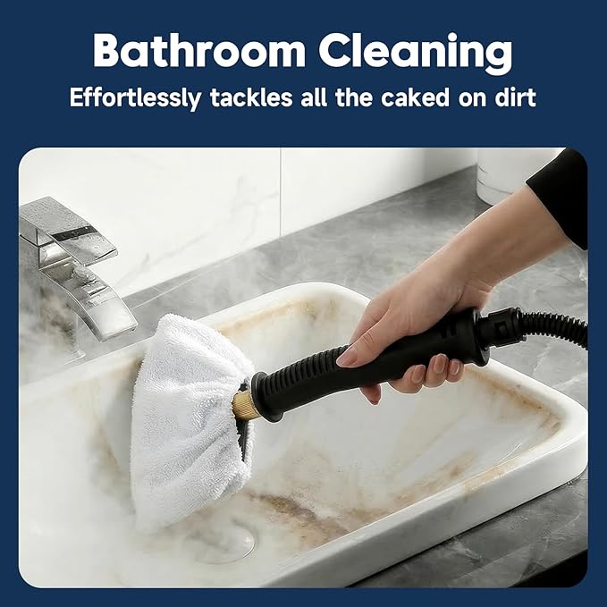KEROMEE Steam Cleaner, 1500W High Pressure Steamer with 1.27Qt Tank, 15s Fast Heat, 6-Level Adjustable Steam, Portable Machine with 15pcs Kit for Dirt, Grease, Grout, Tile, Floor, Car Detailing