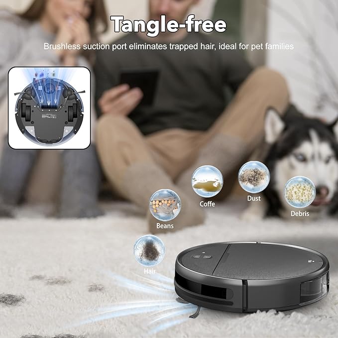 Robot Vacuum and Mop Combo, 2 in 1 Robot Vacuum Cleaner with WiFi/App, Smart Robotic Vacuums with Strong Suction, Schedule, Self-Charging, Slim, Quiet, Ideal for Hard Floor, Pet Hair, Low Pile Carpet