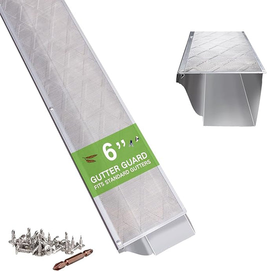 Gutter Guard – 100% Stainless-Steel Micro-Mesh Design, Pine Needle & Small Debris Protection, Fits 6 in K‑Style & Half‑Round Gutters, DIY Screws Included (100ft, 30pcs, 6in x 40in)