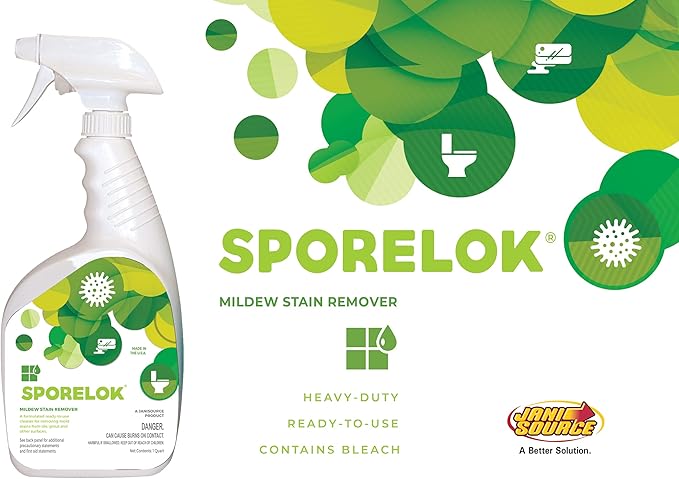 Sporelok Mildew Stain Remover, Heavy Duty, Ready To Use Spray, Fragrance Free 1 Quart (Case of 12)