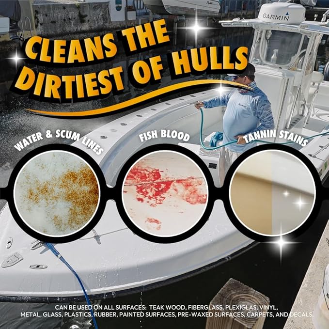 Booyah Clean Boat Wash – Only 4oz Per Gallon Super Concentrated Formula for Cleaning All Types of Watercraft – Meets EPA Safer Choice Direct Release Criteria