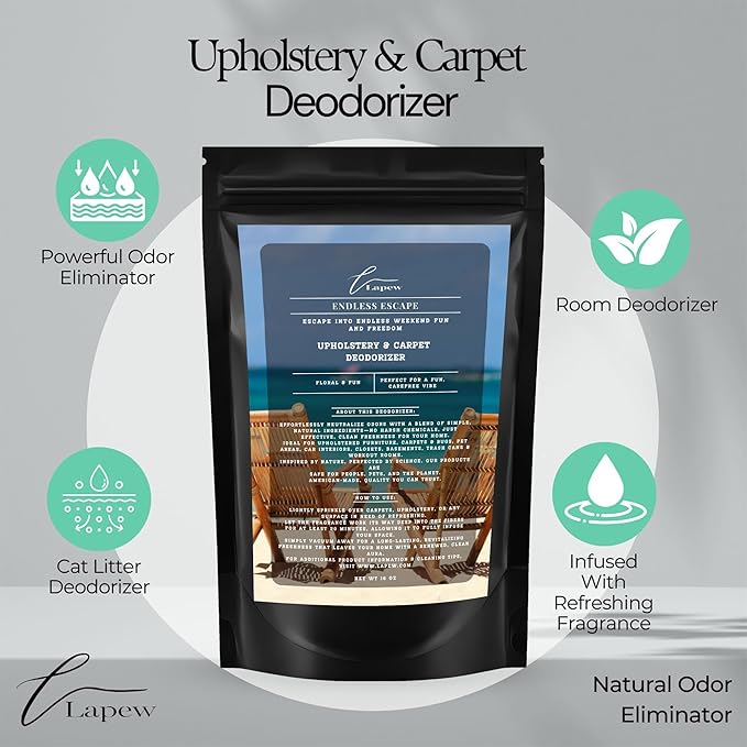 Lapew Endless Escape Scented Cleaning Bundle | Carpet Deodorizer Powder (16 oz) & Mop Soap Concentrate (36 oz) | Pet-Friendly Odor Eliminator